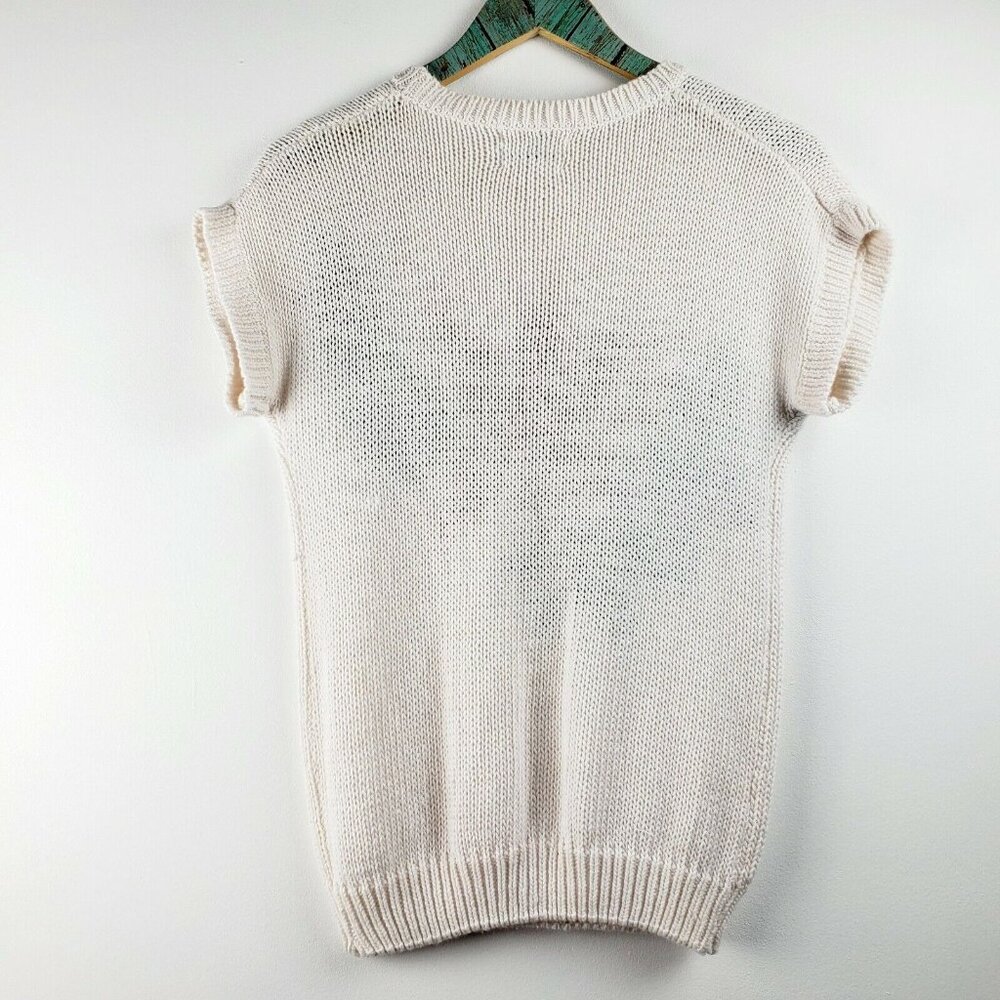 VTG Alfred Dunner Women's White Floral Print Hand Knit Sleeveless Sweater Sz M - Picture 6 of 9